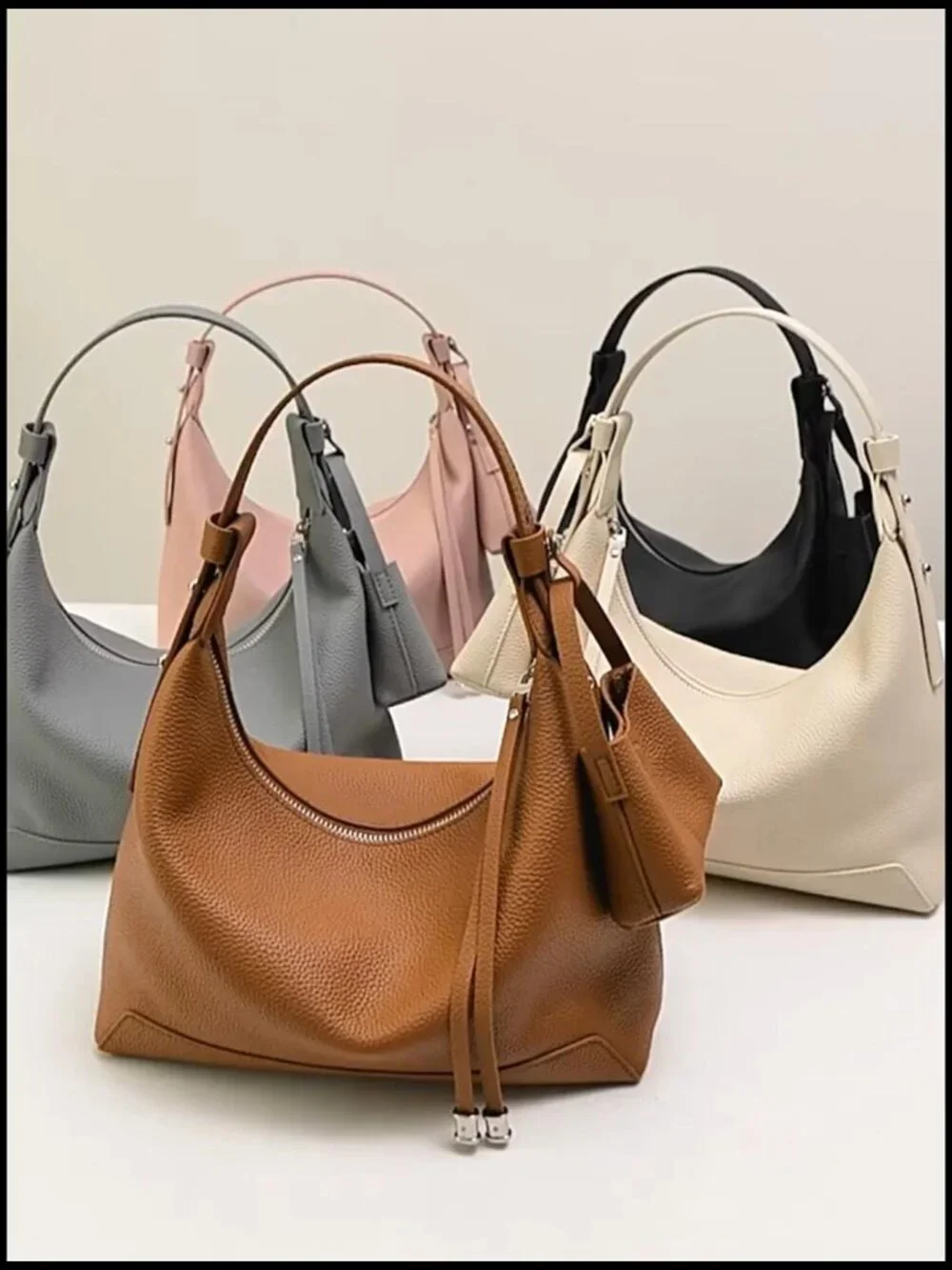 Genuine Leather Hobo Crossbody Bag Slouchy Crescent Shoulder Purse Adjustable